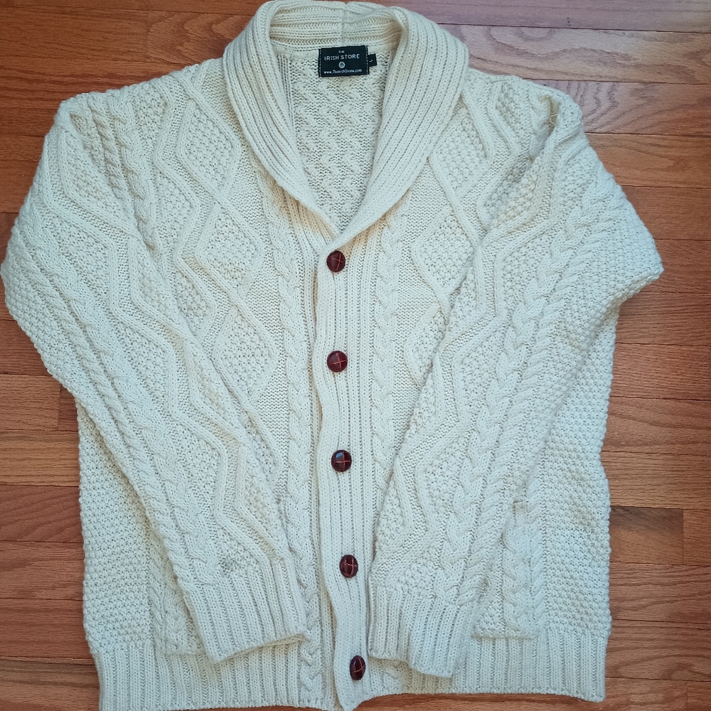 Shawl Cardigan, L, White.